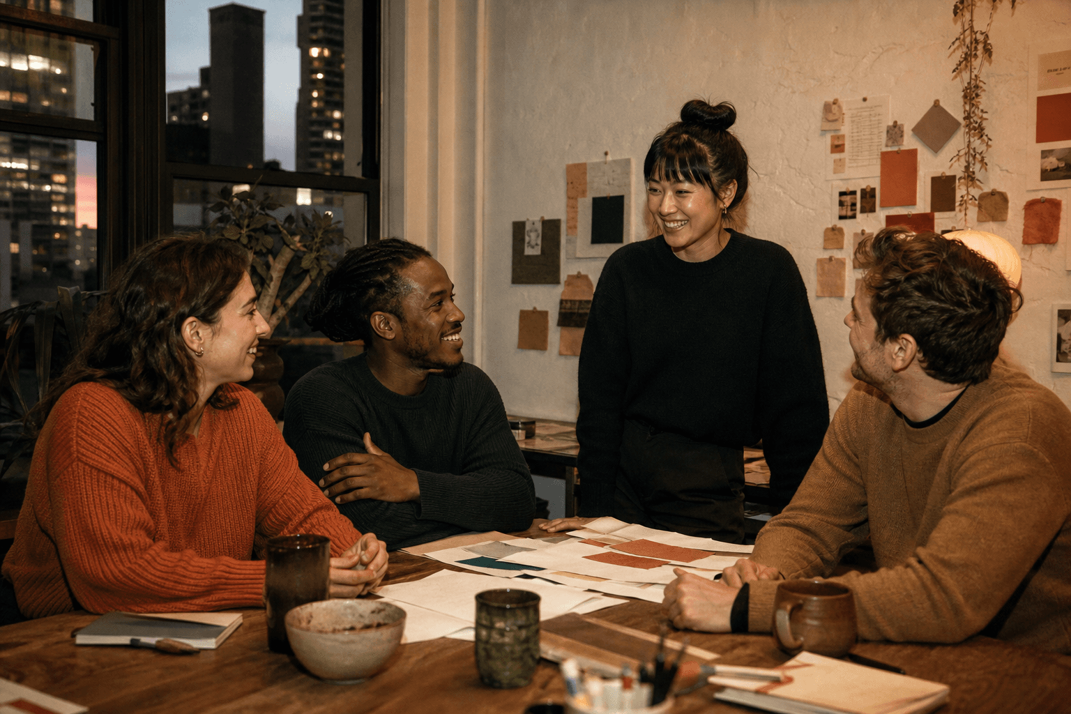 The ZeroDate team collaborating in a warm studio